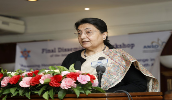 Former President Bhandari calls for unity of all to mitigate climate-induced crisis