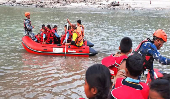 Phikkal Rural Municipality manages boats for students to cross Sunkoshi