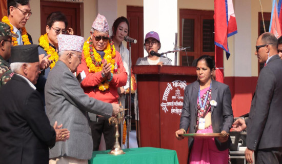 PM Oli inaugurates building at his alma mater