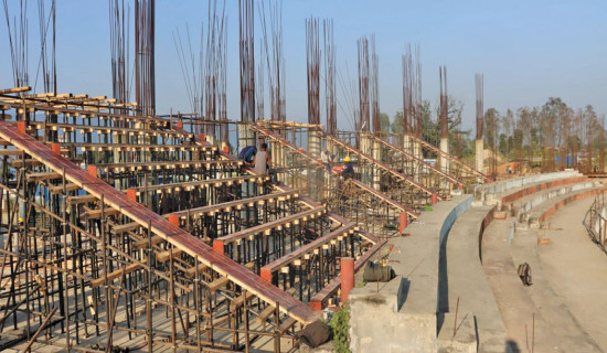 Parapet construction begins in Gautam Buddha Cricket Stadium