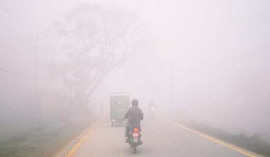 Influence of westernly winds across the country: thick fog in Terai