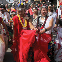 Foreign tourists join Holi celebrations in Thamel