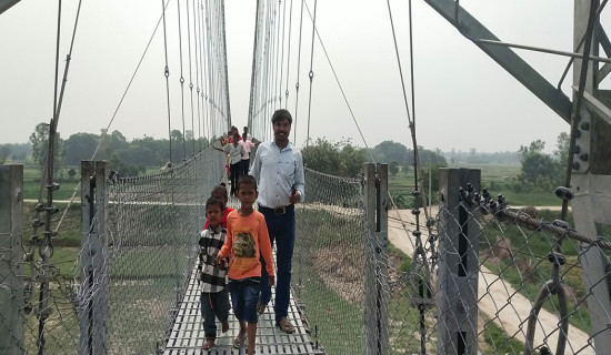 Suspension bridge in Dhanusha becomes major tourist attraction