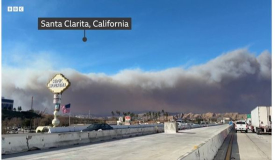 Thousands evacuated as new fast-growing fire ignites near Los Angeles