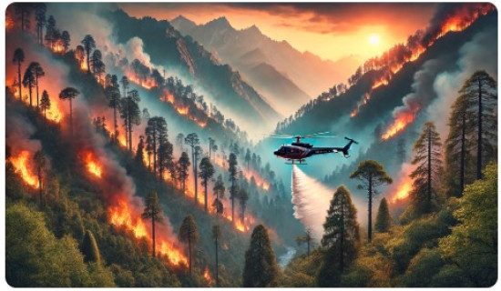 Forest fire in Mahabharat doused using helicopter