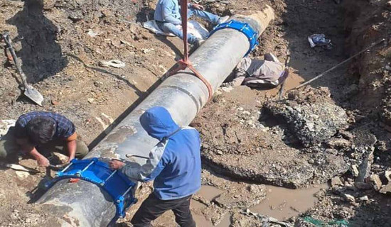 Maintenance of drinking water supply pipeline at Babarmahal completes