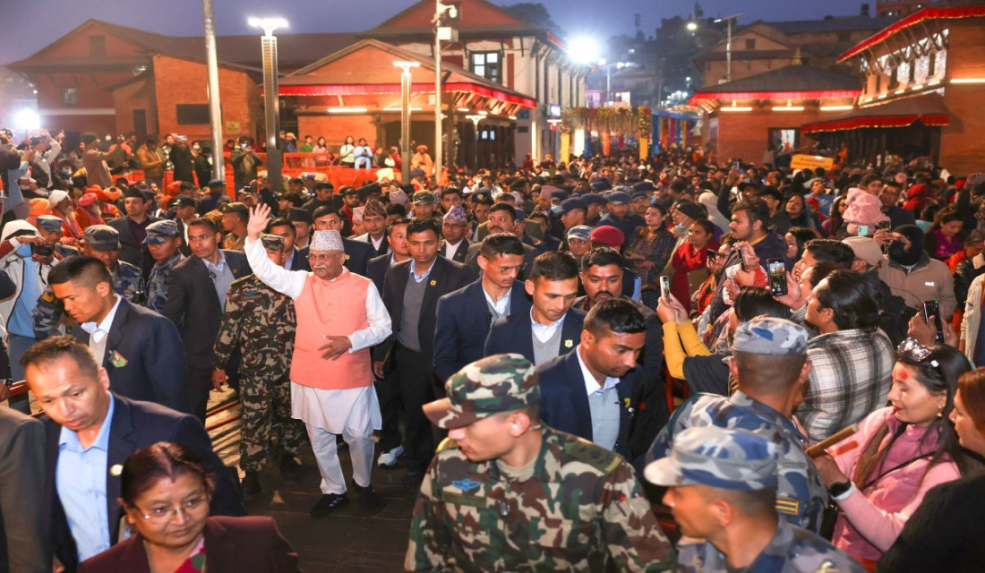 PM Oli visits Pashupatinath Temple on the eve of Mahashivaratri