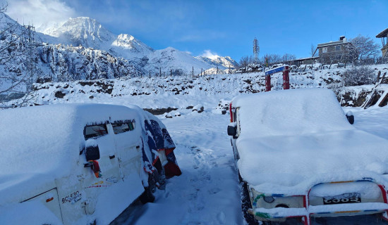 Manang farmers delighted with snowfall