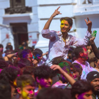 Foreign tourists celebrate Holi at Basantapur (Photo Feature)