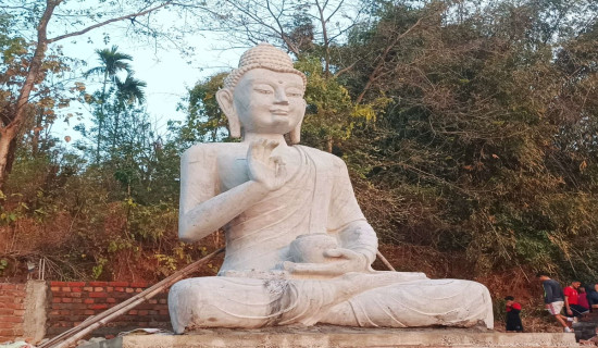 17-feet high Buddha sculpture placed in Dharan's Triratna monastery