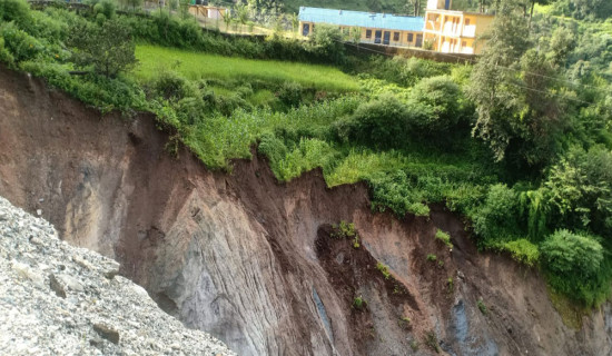 Bajura school lying at risk of landslide for years