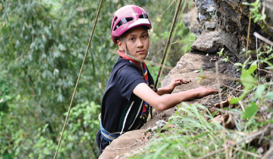 Success Lama wins rock climbing competition