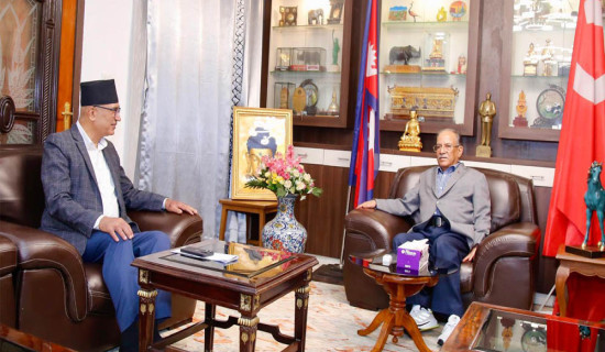 Chair Prachanda, Finance Minister Paudel meet