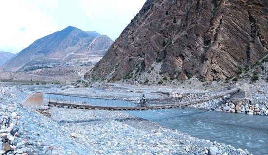 Suspension bridge over Kaligandaki River
