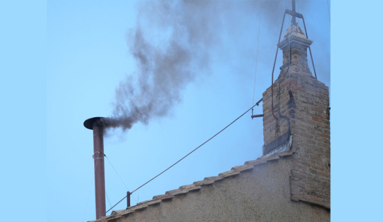 Black smoke signals no new pope yet