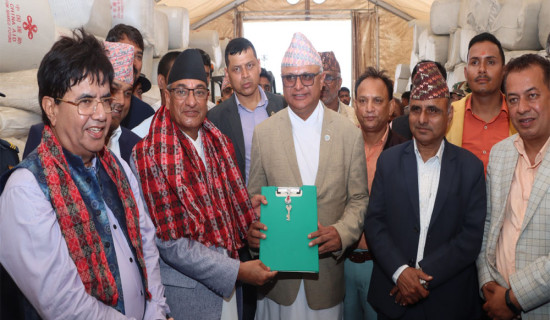 Home Minister Lekhak hands over Emergency Warehouse to Koshi Province