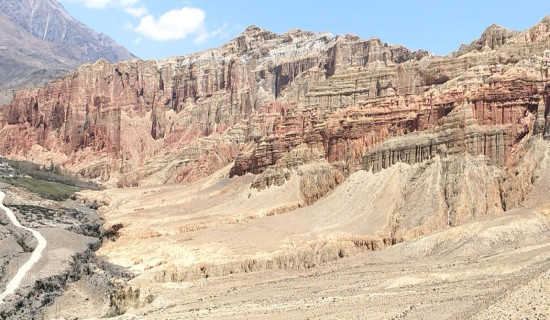 Mountain range seen from Charang to Chhusang road section