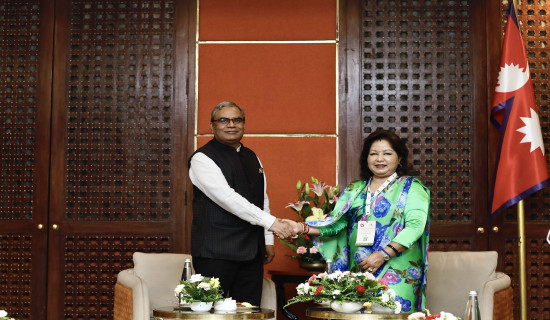 Minister Dr Rana meets with foreign officials attending Sagarmatha Sambaad