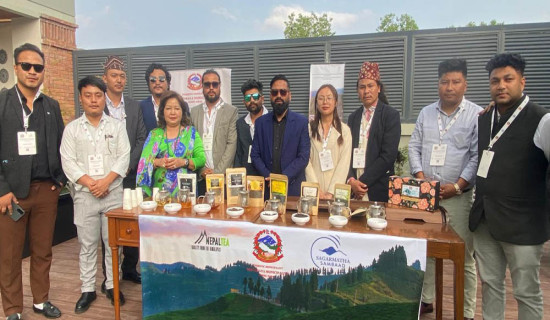 Delegates offered a taste of Ilam tea at Sagarmatha Sambaad