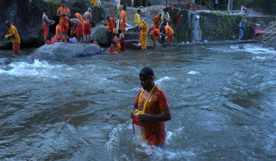 Bolbam devotees take bath at Sundarijal (Photo Feature)