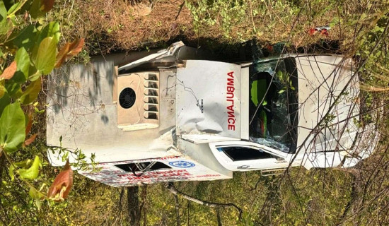 Three injured, two seriously, in Ramechhap Ambulance accident