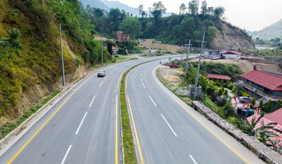 Newly expanded four-lane Prithvi Highway
