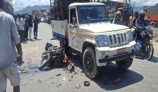 Two injured as motorbike collides with jeep