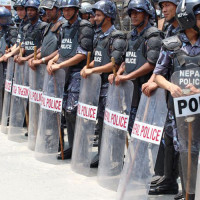 Vehicles parked on roads in Kushma , leaving bus park unused