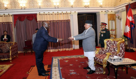 Ambassadors of six countries present credentials to President Paudel