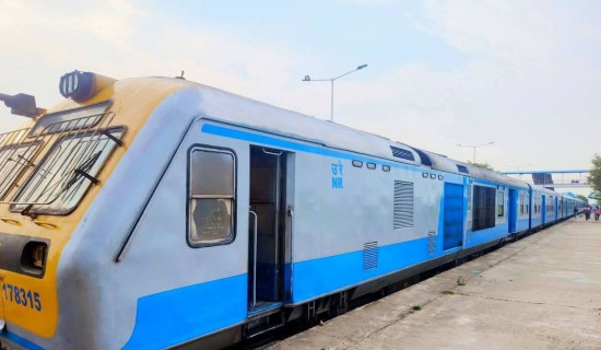 Indian train serving passengers on Jayanagar-Janakpur route