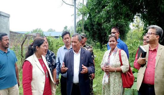 Communication Minister Gurung inspects Radio Nepal property in Dharan