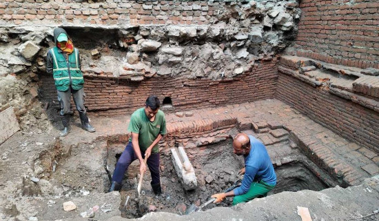 Long-neglected Bhairav Hiti undergoing restoration