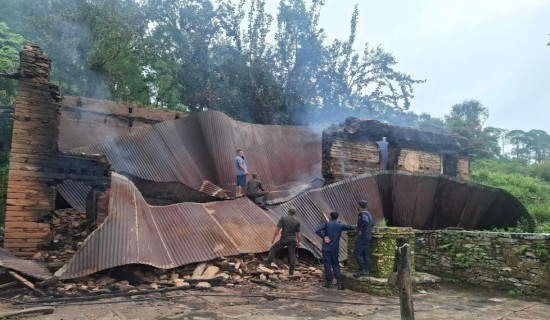 Fire destroys last remaining part of Jyamarung Palace in Dhading