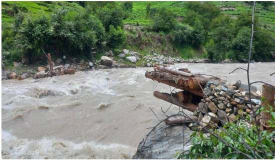 Wooden bridge in Khadikhet washed away, locals of Rip village in hassle