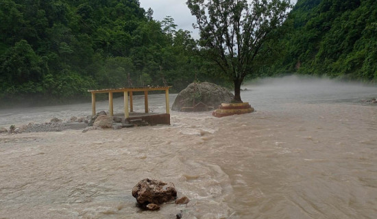 Kaligandaki River current at highest point of the year