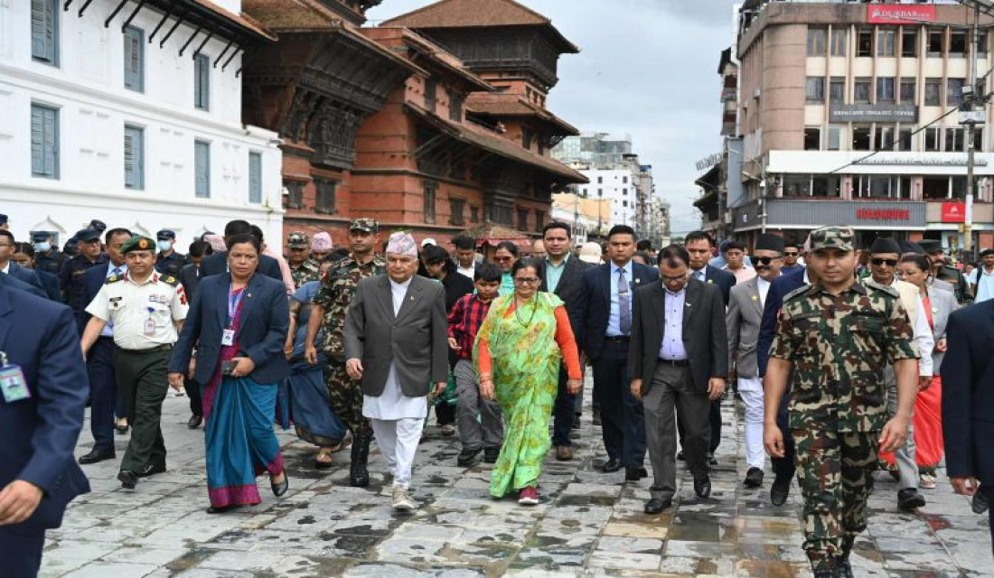 President Paudel observes heritage sites in Basantapur Area