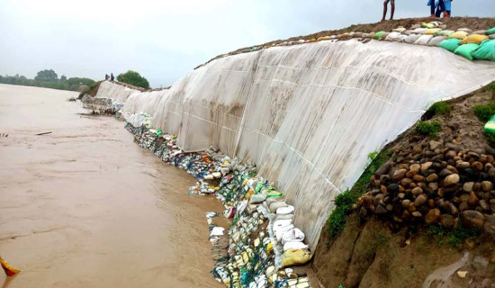 Emergency embankment saves several villages from  Rapti  floods