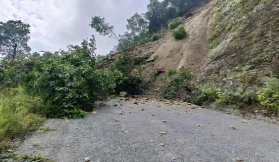 Landslide disrupts Mid Hill Highway