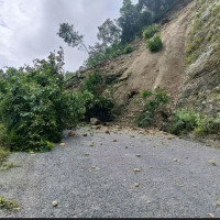 Damauli-Dumre road section obstructed