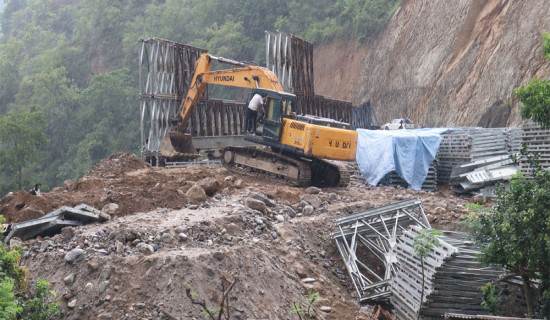 Bailey bridge being reinstalled for third time over Hewakhola