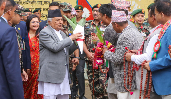 President Paudel arrives in Sankhuwasabha