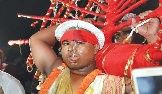 Digu Tole's tongue piercing Jatra on Sunday