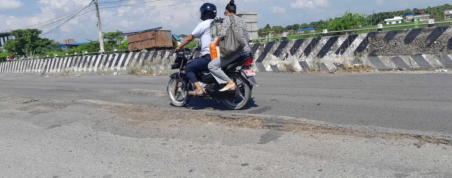 Heavy trucks reduce vital Rani-Dharan Road to a poor state