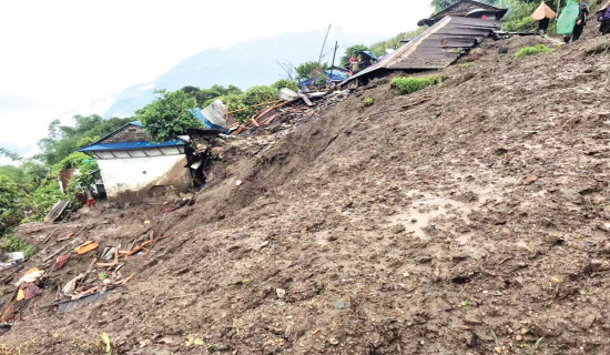 Family displaced by landslide in Baglung