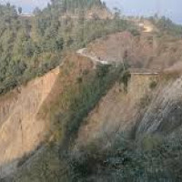 Temporary road being constructed on damaged BP Highway
