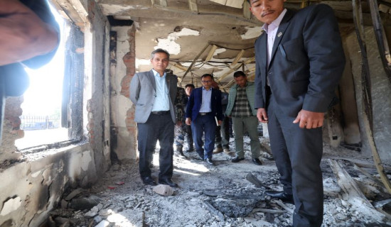 Home Minister inspects former President Bhandari’s residence damaged during Gen Z protest