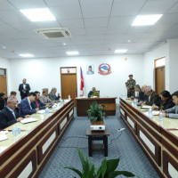 EC office-bearers discuss by-election preparation with PM Oli