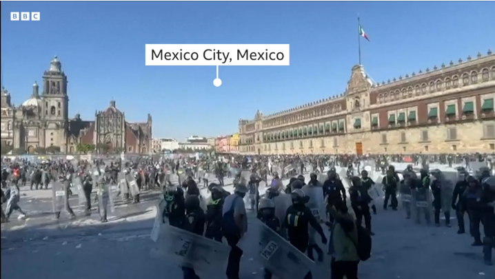 Thousands protest against government in Mexico as clashes leave 120 injured