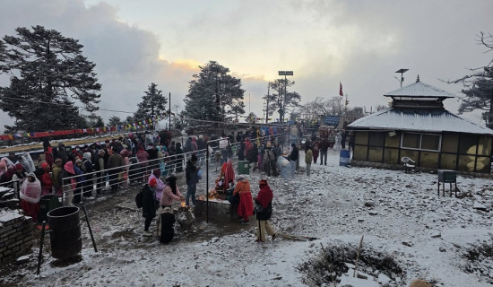 First snowfall in Pathibhara area of Taplejung