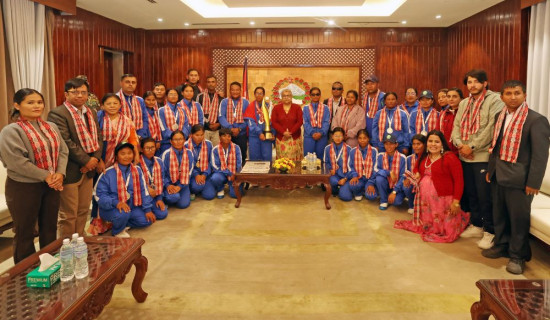 Prime Minister Karki felicitates blind women's T-20 World Cup runners-up team